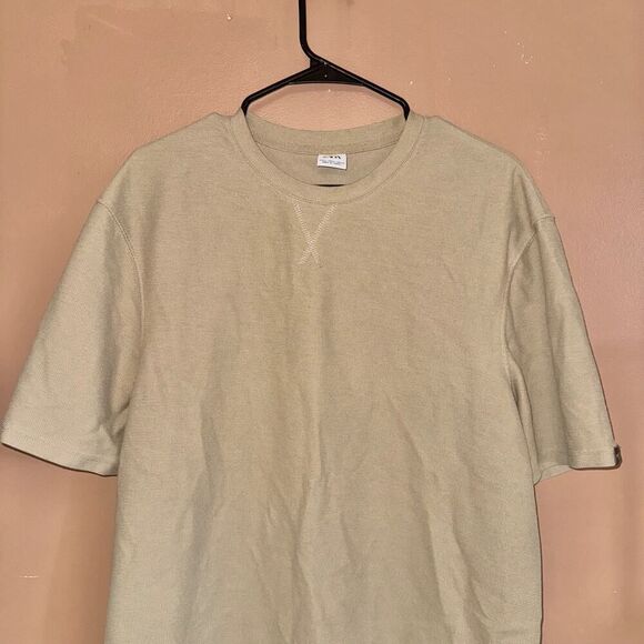 ZARA Men's Ribbed Knit Short Sleeve Tee T-Shirt Brown Size XL - Picture 6 of 7